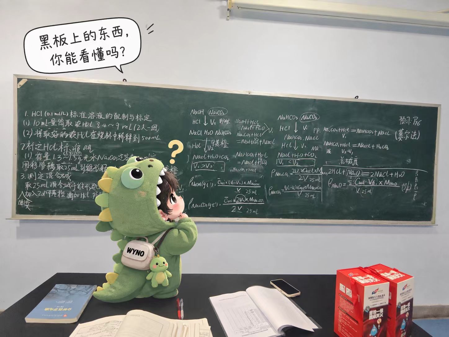 黑板前研究化学的 WYNO